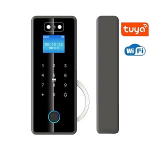 Khoá nhận diện khuôn mặt cho cửa kính cường lực KF-400 App TUYA WIFI - Pin sạc Lithium 4000mah